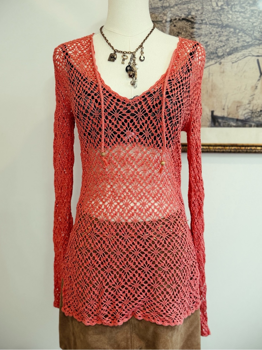 ✨ FREE PEOPLE vintage crochet sweater - Picture 2 of 3